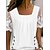 billige Tops &amp; Blouses-Dame Blondeskjorte Skjorte Bluse Vanlig Hvid Blonder Kortærmet Afslappet Elegant Mode Basale Firkantet hals Regulær