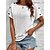 baratos T-shirts-Mulheres Camiseta Blusa Branco Tecido Casual Manga Curta Decote Redondo Básico Padrão S