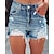 baratos Cotton &amp; Linen-Mulheres Jeans Calção Denim Azul Moda Bolsos laterais Com Corte Casual / Diário Curto Micro-Elástica Tecido Conforto S M L XL 2XL