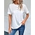 billige T-shirts-Dame Skjorte Bluse Hvid Knap Udskæring Vanlig Afslappet Kortærmet Rund hals Basale Normal S