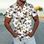billige Men&#039;s Printed Shirts-hvit skjorte med roser herre grafiske blomstertrykk turndown svart marineblått gull utendørs gate korte ermer klær klær mote streetwear casual bomull