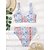 preiswerte Bikini-Damen Badeanzug Bikinis Normal Bademode Graphic 2 teilig Print Weinrot Gelb Rosa Blau Kaffee Badeanzüge Strandbekleidung Sommer Sport