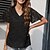 preiswerte T-shirts-Damen T Shirt Schwarz Weiß Rosa Glatt Täglich Wochenende Kurzarm V Ausschnitt Basic Standard S