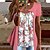 cheap T-Shirts-Basic U Neck Women&#039;s Floral Tee in Pink Green