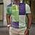 baratos 3D Polos-Homens Camiseta Polo Camisa Polo Waffle pólo de lapela Polos de botões Camisa de golfe Xadrez Estampas Abstratas Geometria Aberto para a Lateral Amarelo Vermelho Azul Verde Ao ar livre Rua Manga Curta