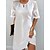 preiswerte Dresses-Damen Casual kleid Weißes Kleid Sommerkleid Spitze Minikleid Modisch Modern Täglich Festtage Verabredung Halbe Ärmel Rundhalsausschnitt Regular Fit 2023 Weiß Farbe S M L XL XXL Größe