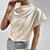 baratos T-shirts-Mulheres Camisa Social Blusa Damasco Tecido Casual Manga Curta Gola Alta Básico Padrão S