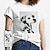 baratos Women&#039;s Custom Clothing-Mulheres Camiseta Gráfico impressão personalizada Azul Verde Imprimir Manga Curta Diário Para Noite Básico Decote Redondo Normal