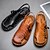 abordables Chaussures pour hommes-Homme Sandales Sandales plates Sandales en cuir Grandes Tailles Chaussures faites à la main Décontractées Plage Extérieur Plage Microfibre Respirable Mocassins Marron Rouge Jaune marron Noir Eté