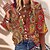 abordables Tops &amp; Blouses-Mujer Camisa Blusa Cachemir Cosecha Étnico Rojo Botón Estampado Media Manga Casual Básico Escote en Pico Ajuste regular