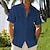 baratos Short Sleeves-Homens Camisa Social camisa de linho camisa de botão camisa de verão camisa de praia Preto Branco Azul Tecido Manga Curta Verão Lapela Casual Diário Roupa Bolso frontal