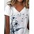 billige Women&#039;s Clothing-Dame T skjorte Hvit Trykt mønster løvetann Ferie Helg Kortermet V-hals Grunnleggende Blomster Tema Maling Normal