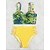 baratos Bikini-Mulheres Roupa de Banho Biquíni Normal roupa de banho Floral 2 Peças Estampado Amarelo Vermelho Azul Fatos de banho Roupa de Praia Verão Esportivo