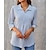 baratos Tops &amp; Blouses-Mulheres Camisa Social Blusa Preto Branco Azul Marinha Botão Tecido Casual Manga 3/4 Colarinho de Camisa Básico Linho Padrão S
