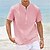 preiswerte Short Sleeves-Herren Hemd leinenhemd Sommerhemd Strandbekleidung Schwarz Weiß Rosa Kurzarm Glatt Henley Sommer Casual Täglich Bekleidung Tasche