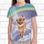 billige piges 3d t-shirts-Pige 3D Grafisk Regnbue Kat T-shirt Kortærmet 3D-udskrivning Sommer Forår Aktiv Mode Sød Stil Polyester Børn 3-12 år udendørs Afslappet Daglig Regulær