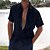 baratos Short Sleeves-Homens Camisa Social camisa de botão Camisa casual camisa de verão camisa de praia Preto Branco Azul Marinha Azul Caqui Riscas Manga Curta Lapela Diário Férias Roupa Moda Casual Confortável