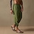 cheap Pants-Men&#039;s Summer Shorts Beach Shorts Capri Pants Plain Drawstring Elastic Waist Straight Leg Calf-Length Comfort Breathable Linen / Cotton Blend Casual Daily Holiday Fashion Classic Style Black Green