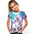 billige jentes 3d t-skjorter-Barn Jente T skjorte Grafisk utendørs 3D-utskrift Kortermet Crewneck Aktiv 7-13 år Sommer Flerfarget Rosa Rød