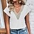 economico T-shirts-Per donna maglietta Blusa Liscio Informale Bianco Rosa Blu Finiture in pizzo Manica corta Essenziale A V Standard