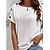 economico T-shirts-Per donna maglietta Blusa Bianco Liscio Informale Manica corta Rotonda Essenziale Standard S