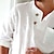 billige Linen Shirts-Herre Skjorte Casual skjorte Sommer skjorte Strandtrøje Hvid Blå Kakifarvet Vanlig Langærmet Forår sommer Båndkrave Afslappet Daglig Tøj Lomme