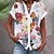 billige T-shirts-Dame Skjorte Bluse Hvid Navyblå Blå Knap Trykt mønster Grafisk Blomstret Afslappet Ferie Kortærmet V-hals Basale Normal Blomster Tema S
