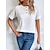 preiswerte T-shirts-Damen Hemd Bluse Weiß Taste Ausgeschnitten Glatt Casual Kurzarm Rundhalsausschnitt Basic Standard S