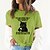 billige T-skjorte-Dame T skjorte 100 % bomull Grafisk Katt Bokstaver Daglig Ut på byen Helg Trykt mønster Hvit Kortermet Grunnleggende Rund hals
