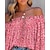 cheap Tops &amp; Blouses-Women&#039;s Off Shoulder Pink Floral Lace up Blouse