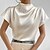 abordables T-shirts-Mujer Camisa Blusa Albaricoque Plano Casual Manga Corta Cuello Alto Básico Regular S