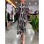 cheap Midi Dresses-Elegant Printed Satin Maxi Dress for Women