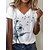 economico Women&#039;s Clothing-Per donna maglietta Bianco Stampa Dente di leone Per eventi Fine settimana Manica corta A V Essenziale Floreale Pittura Standard