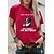 abordables Camiseta-Mujer Camiseta Negro Vino Rojo Estampado Graphic Perro Diario Festivos Manga Corta Escote Redondo Básico 100% Algodón Regular Pintura S