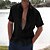 baratos Short Sleeves-Homens Camisa Social camisa de botão Camisa casual camisa de verão camisa de praia Preto Branco Azul Marinha Azul Caqui Riscas Manga Curta Lapela Diário Férias Roupa Moda Casual Confortável