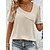 preiswerte T-shirts-Damen Hemd Bluse Glatt Casual Beige Kurzarm Elegant Modisch Basic V Ausschnitt