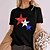 billige T-shirts-Dame T skjorte Svart Hvit Gul Trykt mønster Stjerne Amerikansk flagg Daglig Helg Kortermet V-hals Grunnleggende Maling Normal