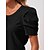 preiswerte Tops &amp; Blouses-Damen Hemd Bluse Schwarz Weiß Rosa Ausgeschnitten Glatt Casual Kurzarm Rundhalsausschnitt Basic Standard Puffärmel S
