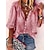 abordables Tops &amp; Blouses-Mujer Camisa Blusa Botón Estampado Casual Básico Manga Larga Escote en Pico Rosa Primavera Otoño