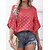 baratos Tops &amp; Blouses-Mulheres Camisa Social Blusa Xadrez Vermelho Azul Roxo Imprimir Meia Manga Casual Básico Decote Redondo Normal