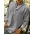 economico Long Sleeves-Per uomo Camicia camicia di lino Camicia estiva Camicia da spiaggia Nero Bianco Rosa Manica lunga Liscio Colletto alla coreana Primavera estate Informale Giornaliero Abbigliamento