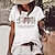 abordables T-shirts-Mujer Camiseta Letra Bandera estadounidense Negro Blanco Manga Corta Estampado Básico Diario Fin de semana Día de la Independencia Escote en Pico Ajuste regular