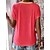 baratos T-shirts-Mulheres Camiseta Blusa Cores Gradiente Vermelho Azul Roxo Imprimir Botão Manga Curta Casual Básico Neon &amp; Bright Decote V Normal