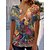 economico T-shirts-Per donna maglietta Camicia Henley Pop art Giallo Blu Viola Stampa Pulsante Manica corta Giornaliero Fine settimana Essenziale Rotonda Standard