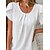 economico T-shirts-Per donna Camicia Blusa Bianco Liscio Informale Manica corta Rotonda Essenziale Standard