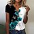 billige Women&#039;s Clothing-Dame T-shirt Blomstret Ferie Weekend Gul Blå Rosa Trykt mønster Kortærmet Basale V-hals Regulær