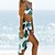 preiswerte Bikini-Damen Badeanzug Bikinis Strand unten Normal Bademode Blatt 3 Teile Print Blau Grün Badeanzüge Strandbekleidung Sommer Sport