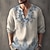 cheap Long Sleeves-Men&#039;s Casual Linen Shirt with Floral Graphic Print