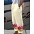 cheap Women&#039;s Clothing-Women&#039;s Linen Pants Normal Polyester Flower / Floral Light Yellow Transparent Blue Mid Waist Full Length Daily Wear All Seasons
