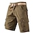 baratos Shorts-Homens Bermuda Cargo Calção Shorts de Trilha Tecido Perna Cordão Bolso multi Comprimento do joelho Vestível 100% Algodão Casual Diário Feriado Esportes Moda Amarelo do exército Verde